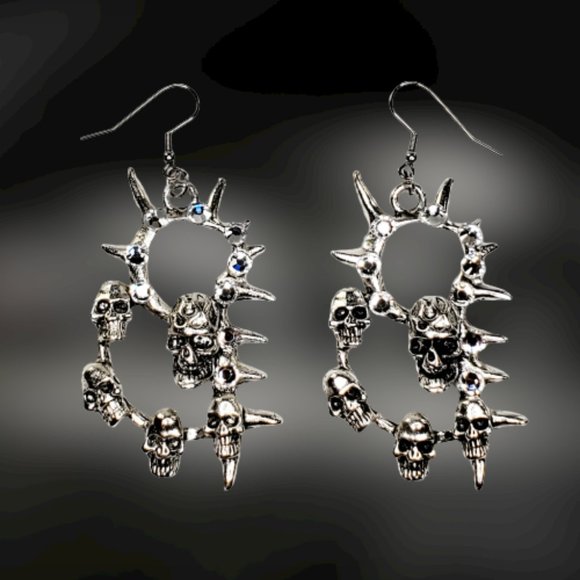 Skull with Multi Skulls Dangle Earring with Swarovski Crystals. New!!! - Picture 4 of 6